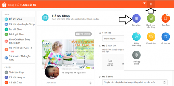 Thiết lập gian hàng mới trên Shopee