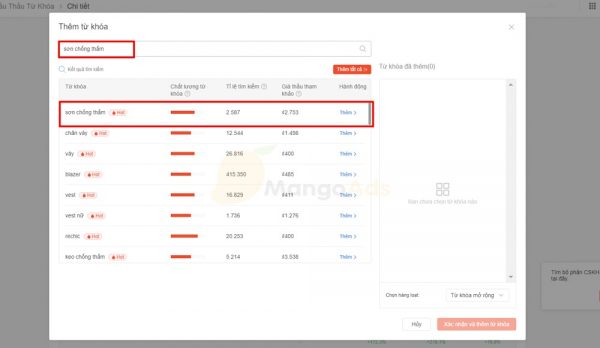Nghiên cứu và chọn thêm từ khóa