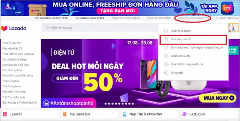 web bán hàng online Lazada