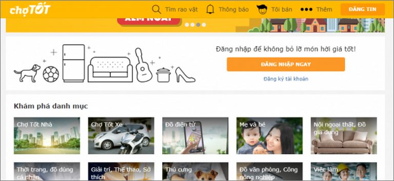 Web bán hàng online Chợ Tốt 