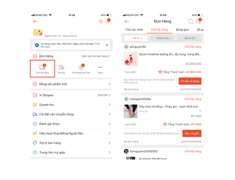 Cách hủy đơn hàng Shopee ở trạng thái Chờ lấy hàng