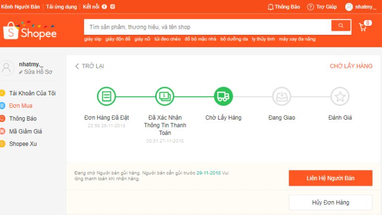 Thời gian giao hàng shopee