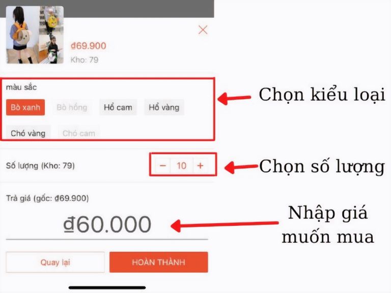 trả giá Shopee