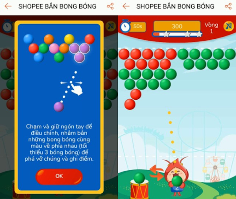 Game bắn bóng trên Shopee