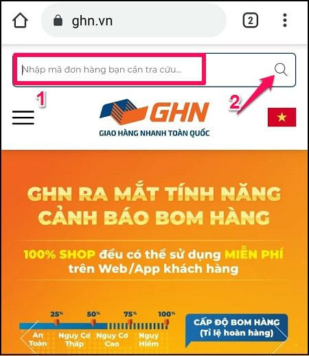 Tra mã vận đơn giao hàng nhanh thông qua hệ thống website 