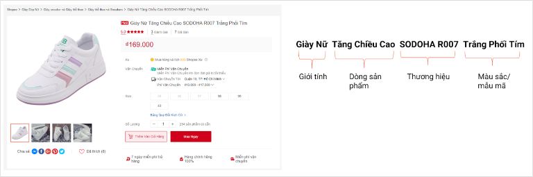 Cách đặt tên sản phẩm Shopee