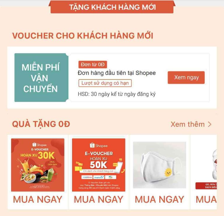 Cách mua hàng 0đ trên shopee