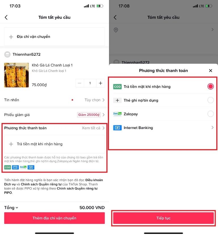 cách mua hàng trên tiktok