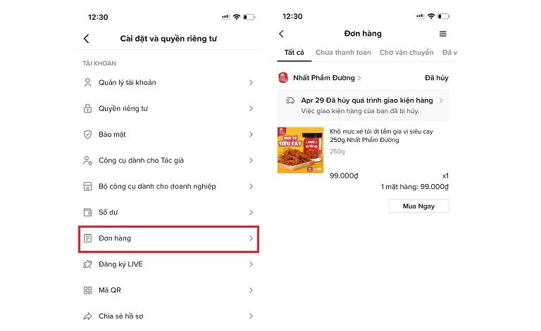 cách mua hàng trên tiktok
