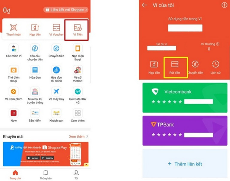 Hướng dẫn rút tiền từ ví ShopeePay
