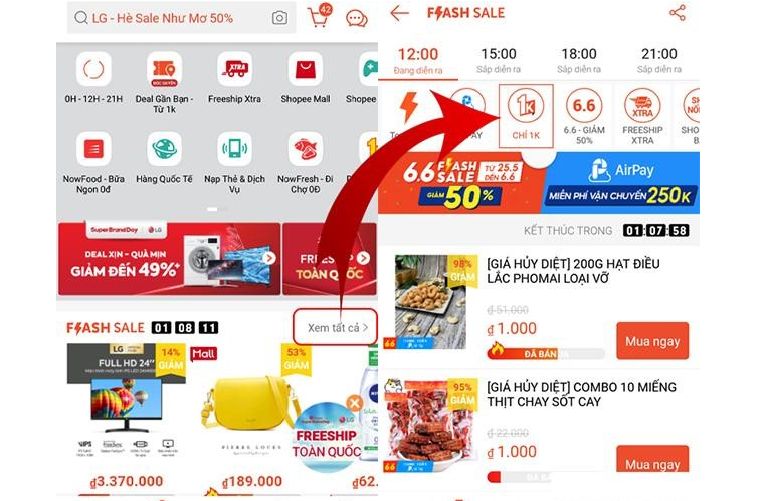 Cách săn hàng 1k trên shopee 