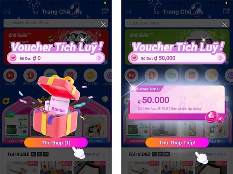 cách sử dụng voucher tích lũy lazada