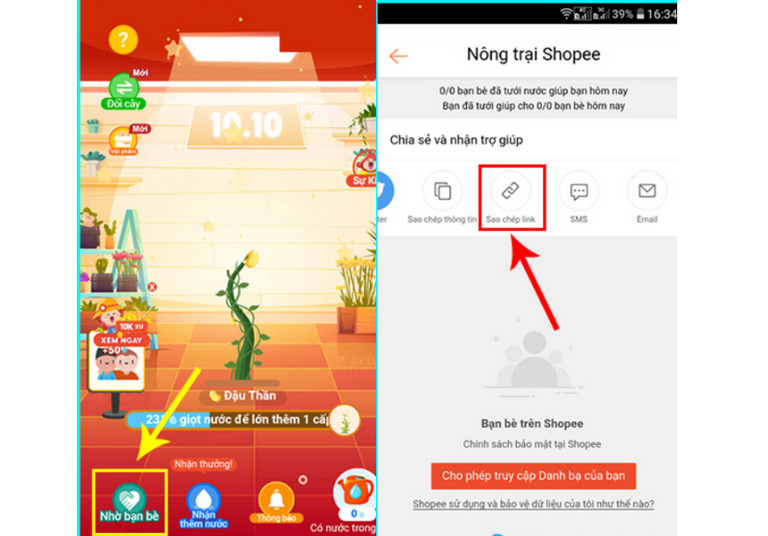 Cách tìm bạn bè trên Shopee từ game nông trại