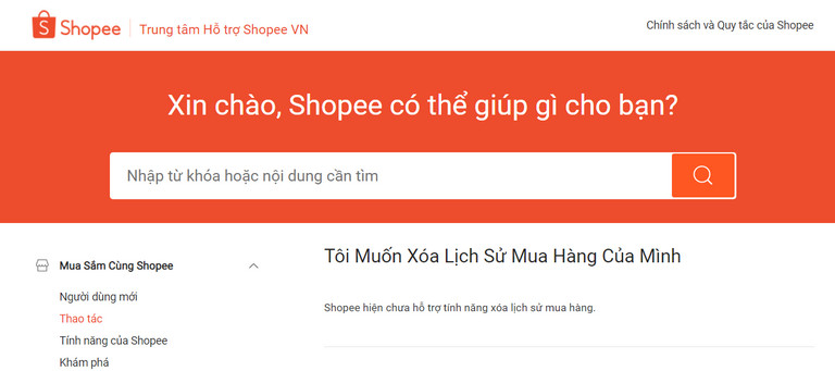 Có 2 cách xóa lịch sử mua hàng Shopee