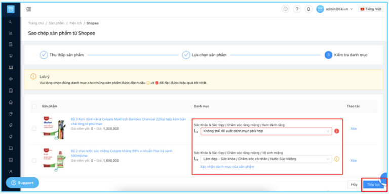 Chú ý đến các sản phẩm được cảnh báo ở phần “Danh mục”
