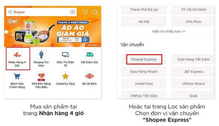 Hướng dẫn sử dụng ship hỏa tốc của Shopee