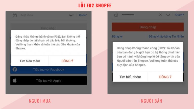 Lỗi F02 Shopee