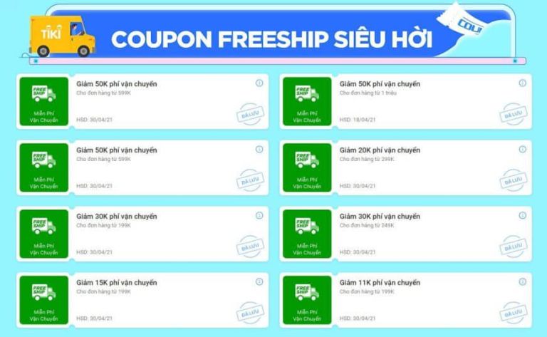 Mã freeship Tiki