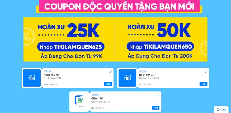 mã giảm giá tiki cho khách hàng mới