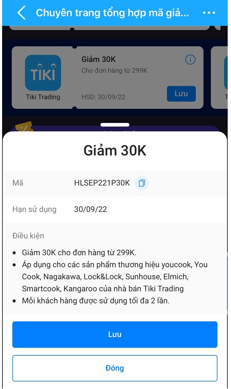 Mã giảm giá Tiki Trading