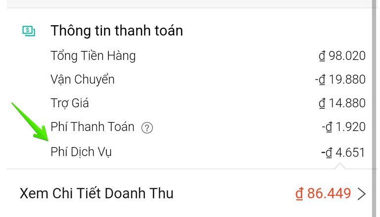 Phí dịch vụ shopee