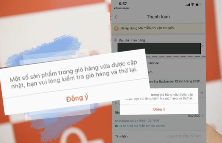 Shopee bị lỗi giỏ hàng