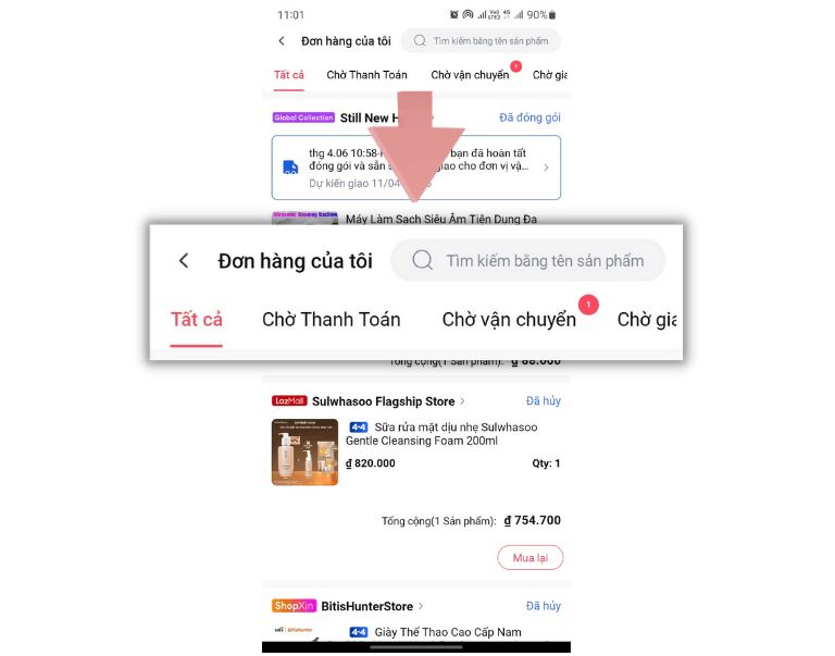 Tra cứu đơn hàng Lazada 