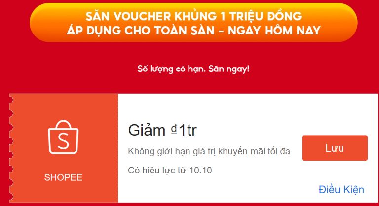 voucher shopee 1 triệu