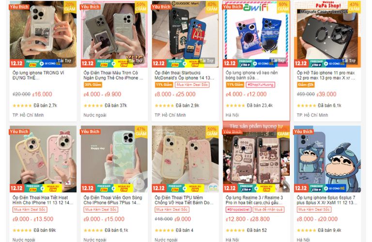 Mặt hàng bán chạy trên Shopee