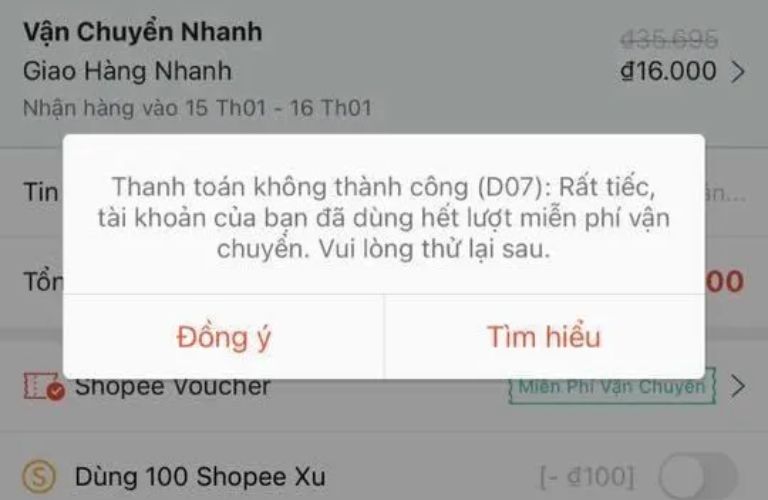 Lỗi D07 Shopee