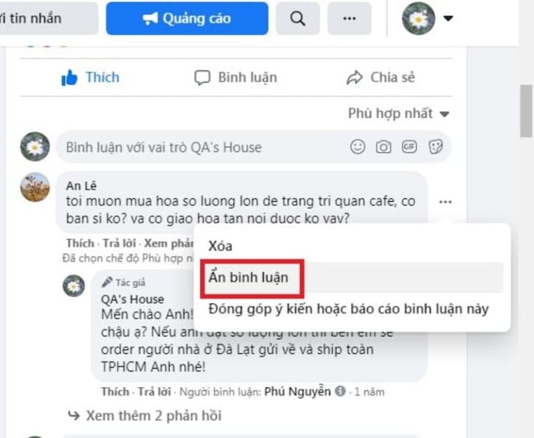 Cách ẩn bình luận trên Facebook