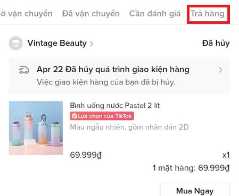 Hoàn trả hàng TikTok shop