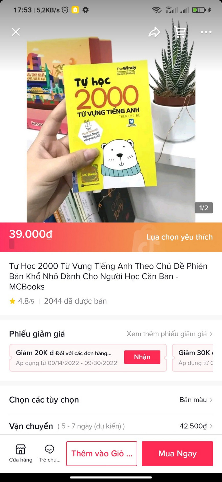 Giao diện mua hàng trên TikTok shop