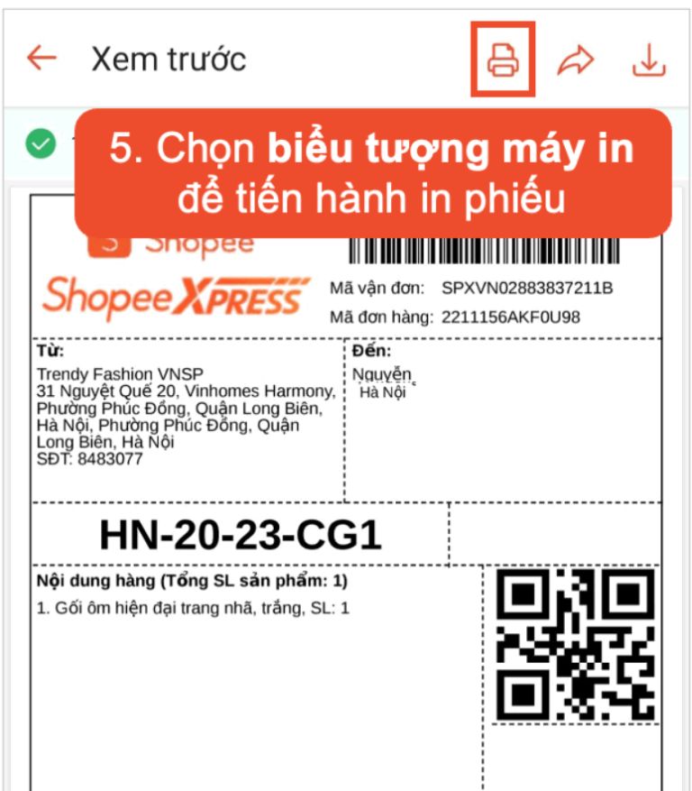 Cách in đơn hàng Shopee trên điện thoại