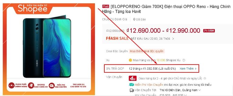 cách mua trả góp Shopee 