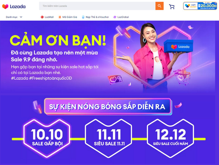 Bạn hãy chọn LazMall trên trang chính của Lazada