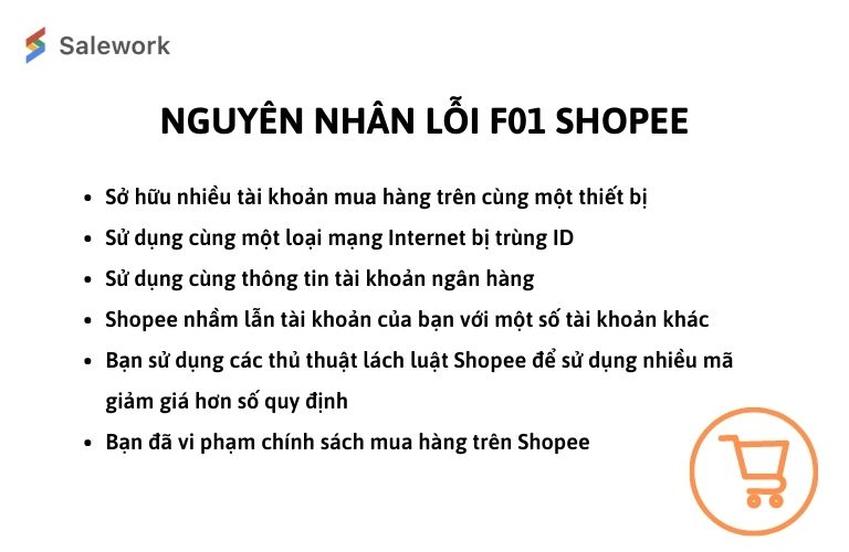 Nguyên nhân gây ra lỗi F01 Shopee