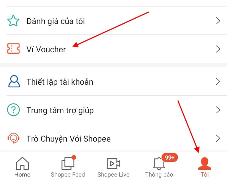 Xem ví voucher để thống kê toàn bộ mã giảm Shopee mà bạn có