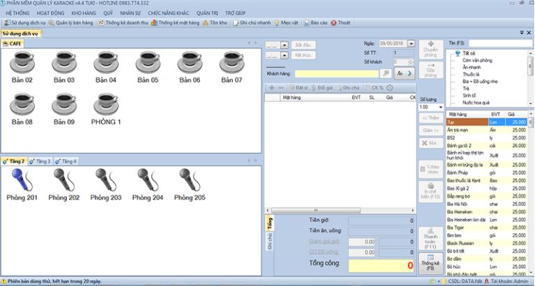 phần mềm quản lý quán karaoke