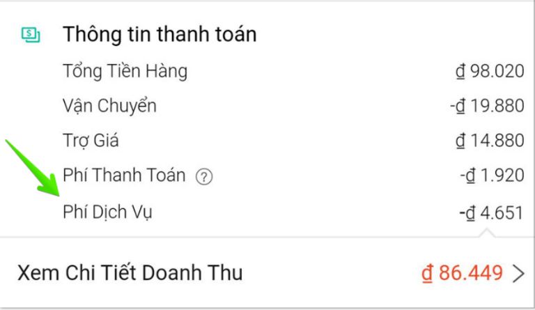 Phí thanh toán Shopee