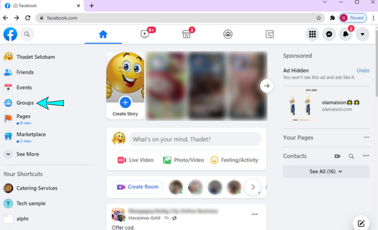 Tìm nhóm Facebook mà bạn muốn xóa theo hướng dẫn