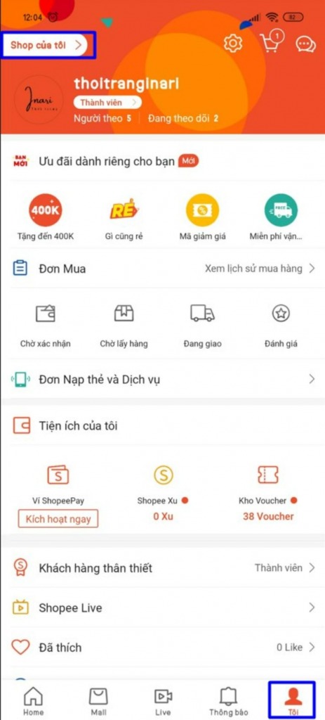 Xóa sản phẩm trên Shopee bằng điện thoại