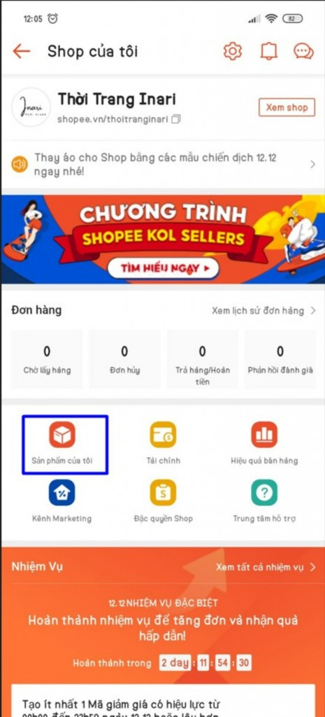 Xóa sản phẩm trên Shopee bằng điện thoại