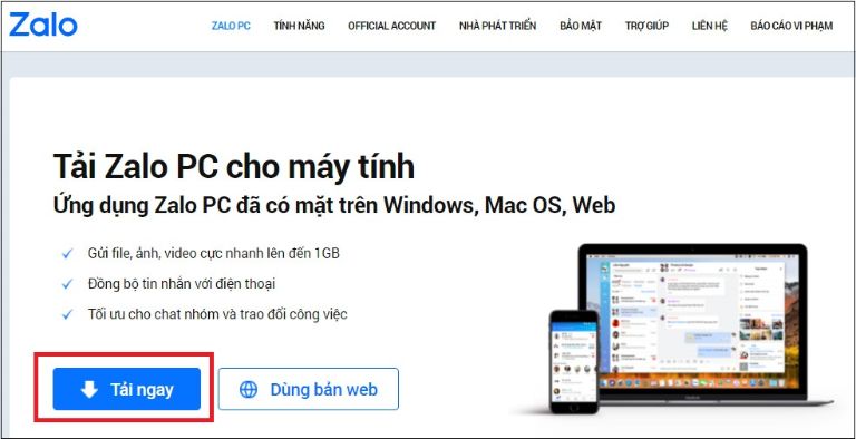 cài đặt Zalo trên máy tính