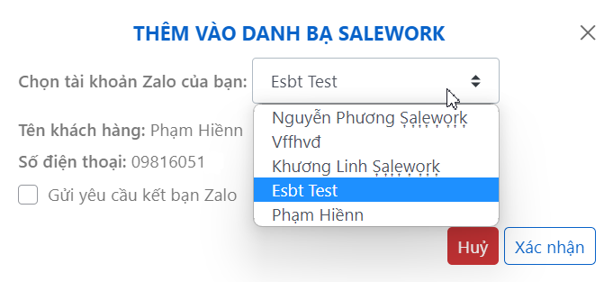 Thêm danh bạ Salework