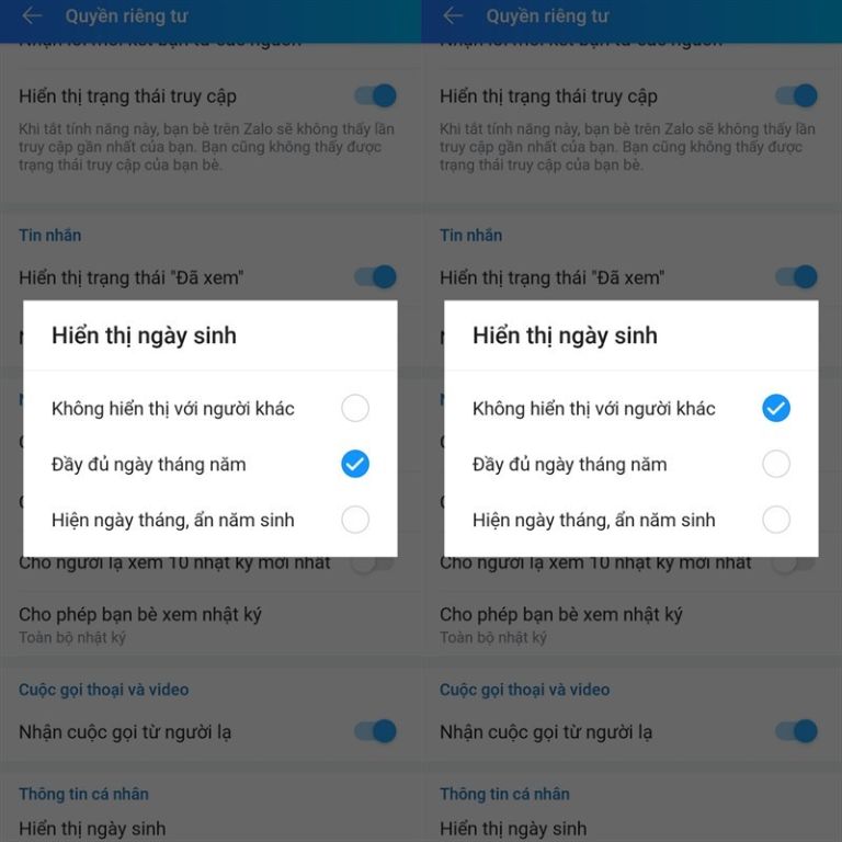 tắt thông báo sinh nhật trên Zalo