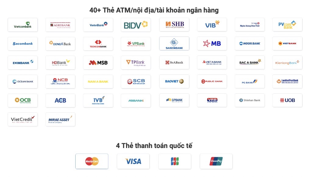 Thẻ ATM nội địa và thẻ thanh toán quốc tế sử dụng VNPAY