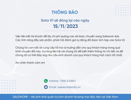 Ngừng cung cấp dịch vụ cho ứng dụng Sota V1